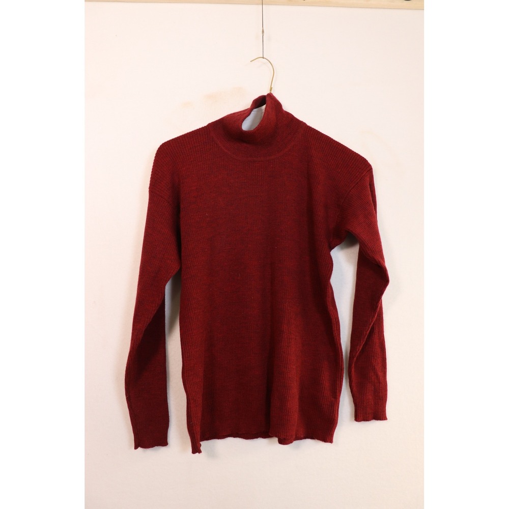 Linda Allard Ellen Tracy Petite Red 100% Pure Wool Turtleneck Sweater Small A19